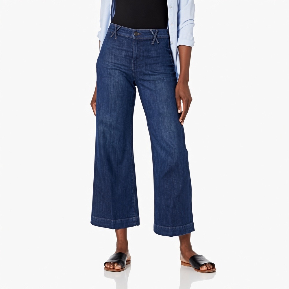 Paige Anessa High Rise Wide Leg Cropped Jeans Dark Wash Roya W6412 Size 25